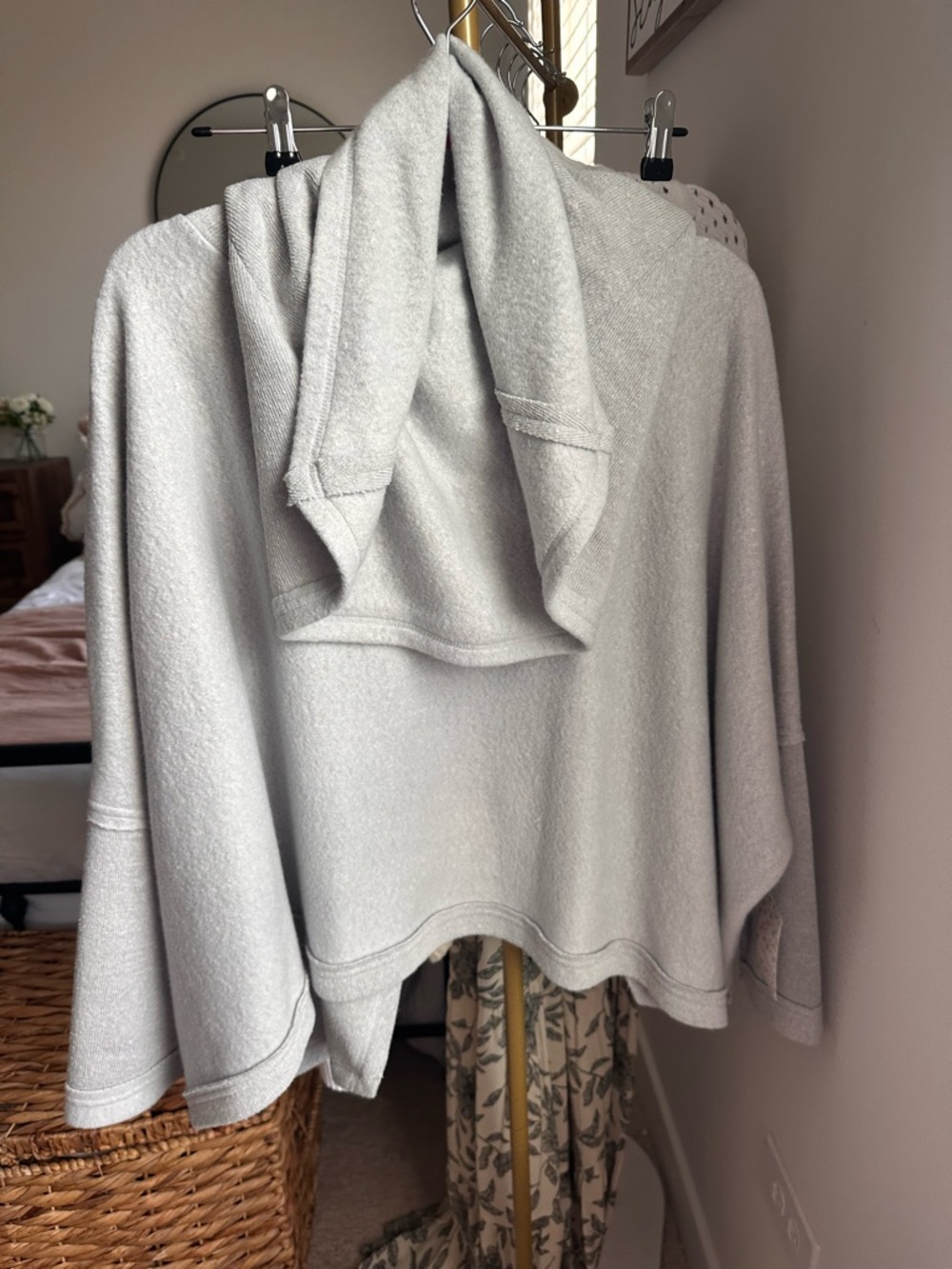 Free People Light Gray Poncho Sweater
